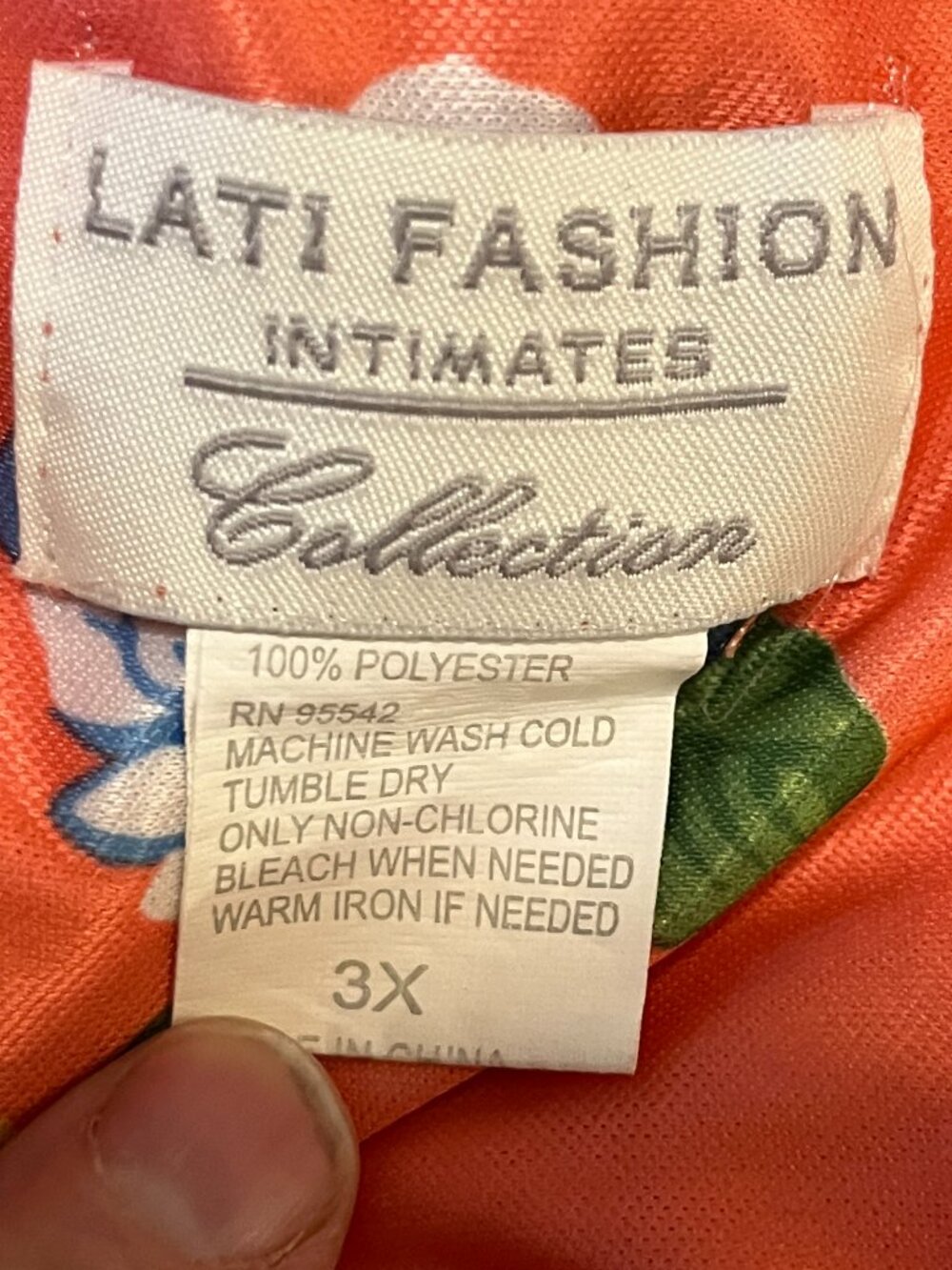 Lati Fashion Intimates Collection Floral House Dress / Lounger Women's Plus 3X - Picture 4 of 4